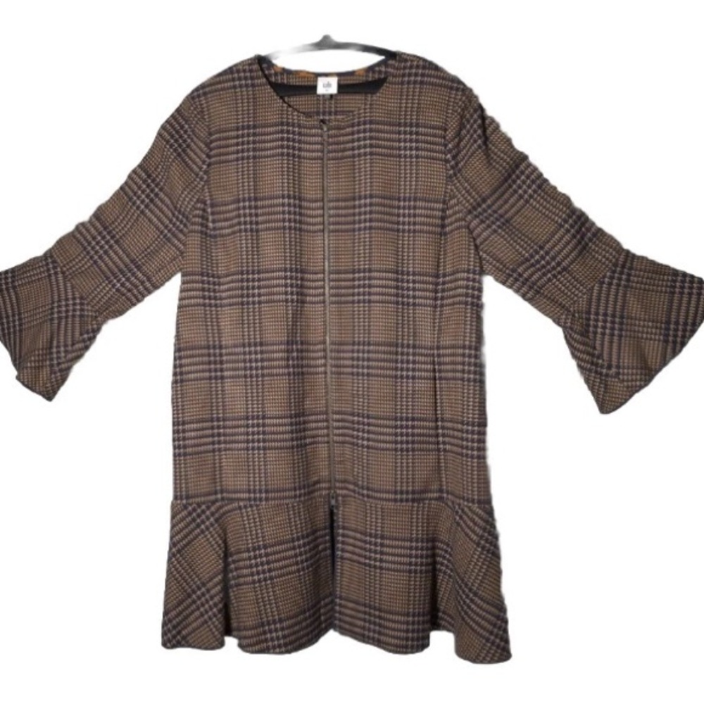 CAbi Plaid Brown and Black Blazer XL great fit, dress up or down!